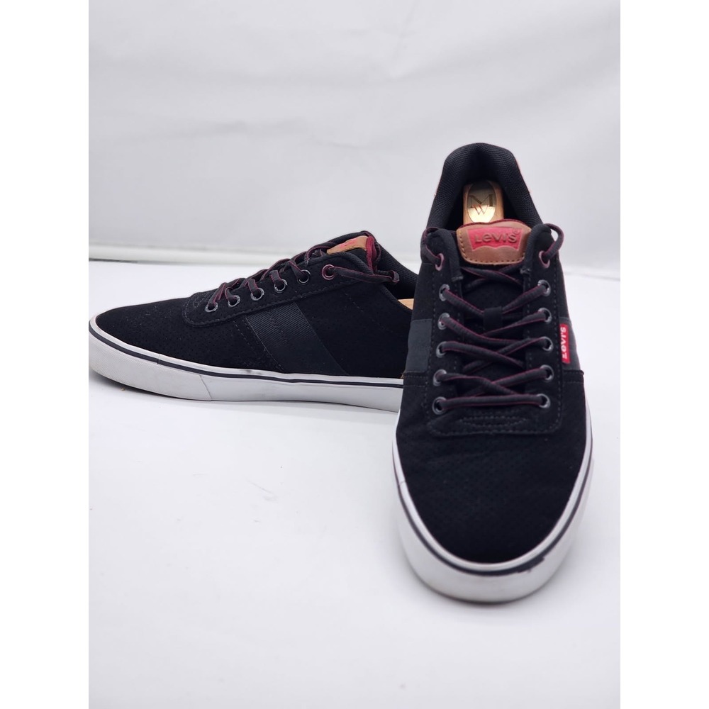 LEVI'S MENS BLACK W/ TAN BACK HEEL  TENNIS SHOE SNEAKER BOAT SHOE SIZE 10.5